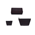 Black mesh makeup bag set with red heart patterns including three different sizes - 3-Piece Set (Red Heart) / Black Mesh Red Heart