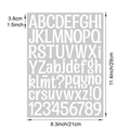 1.5 inch white waterproof alphabet and number stickers set in A4 size sheet - White