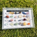 Sammlung von 24 Stück polierten Naturkristall- und Mineralproben in einer Ausstellungsbox - 24 Arten Mineralproben