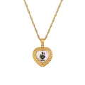 Collier cœur doré avec insert en nacre blanche et gravure fleur de naissance septembre - Or-Septembre