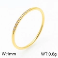 Minimalist 1mm gold stackable titanium steel ring with micro-pave white crystals - US 5 / Style B (KR106517-K) / Gold