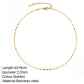 Minimalist 18K gold plated stainless steel cable chain necklace, 40+5cm length - 2mm Lip Chain / Gold
