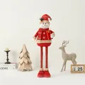 Long-legged Christmas snowman plush toy in red and gold outfit with a gift box - Telescopic Snowman (Large)