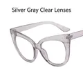 Montatura cat-eye grigio argento con finitura glitter e lenti trasparenti - Grigio Argento / Lente Chiara