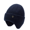 Berretto invernale in maglia blu navy con paraorecchie, fodera termica e logo metallico - Taglia unica / Blu navy