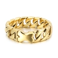 Gold-plated Cuban link chain bracelet featuring a unique bone-shaped clasp buckle - Gold Polished Finish 20mm 22cm (KB157500)