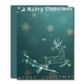 Carte de Noël bleu canard avec renne géométrique et message Merry Christmas avec enveloppe - Cerf de Noël Vert