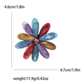 Minimalist acrylic flower brooch with colorful transparent petals and pink gemstone - Colorful