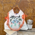 Detalle de un bolso tote de nailon blanco con bordado de Hawái y asas de cuerda trenzada - Blanco [hawái] / Bolsa De Compras Grande (una Sola Toma) Sin Correa Para El Hombro