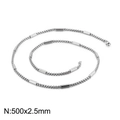 Collana in acciaio inossidabile argento con catena box e tubi in metallo, 500 mm - Stile Argento 2.5mm (KN107407-Z)