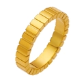 Μινιμαλιστικό χρυσό δαχτυλίδι με τετράγωνο μοτίβο σοκολάτας από ανοξείδωτο ατσάλι - US 7 / Χρυσό Στυλ με Υφή
