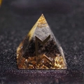 Orgone crystal pyramid with gold foil flakes and energy coil resin paperweight - Magic - Good Luck