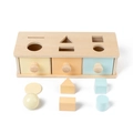 Montessori wooden shape sorting box with macaron colored drawers for toddler education - Macaron 3-Color Sorter Box