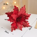 Rote Pailletten Kunstblume Weihnachtsdeko für Baum, 20x22cm festlicher Blumenschmuck - Rot