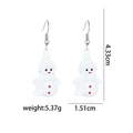 Fashionable Christmas snowman drop earrings in white alloy with red accents - White Snowman Earrings