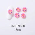 8mm pink resin donut 3D nail art charm with colorful dots and heart details - Single Pink Donut MZH-9588