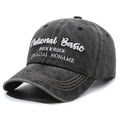 Vintage gewaschene anthrazitfarbene Baseballkappe mit National Basic Stickerei - Verstellbar / Schwarz