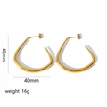 Detail view of 40mm gold geometric trapezoid earrings with weight specifications - Irregular Geometric Style (TE6087) / Gold