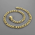 Classic 10mm golden stainless steel Cuban link chain with secure lobster clasp and button - 20cm Bracelet / Gold (Smooth Clasp)