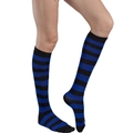 Classic blue and black striped over-the-knee socks for women in Japanese academy style - Blue and Black Wide Stripes