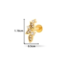 Golden leaf cluster flat-back ear stud with clear zircon inlays for piercings - Leaf Cluster Style (0167-7#) / Gold