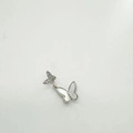Detail of 18K gold-plated double butterfly pendant with shell inlay and zircons - Silver Butterfly (White Mother of Pearl)