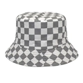 Detailed view of gray and white checkerboard pattern on cotton canvas bucket hat fabric - M (56-58cm) / Gray