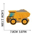Écusson brodé pelleteuse jaune pour vêtements d'enfants, 7,8 cm de large, fond blanc - Véhicule d'Ingénierie Jaune