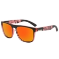 Polarized sports sunglasses with orange mirror lenses and black-pink patterned frames - Transparent Red Frame Red Mirrored Lens / Zebra Pattern