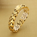 Pulsera de cadena de hueso de dragón de acero inoxidable dorado con cierre plegable - Dorado