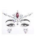 Face jewels with purple diamond and white pearls for festival and party makeup look - Multicolor Gem Pearl (DA-28-2)