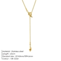 Collier lariat en acier inoxydable doré 14 carats avec pendentifs à double nœud chic - Doré