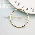 Minimalist golden circular alloy hair clip with elegant sleek metallic finish - Gold Smooth Hoop