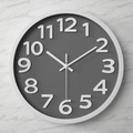 Modern 12-inch wall clock with a sleek dark grey dial and white numerals for living room - Gray