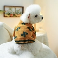 Pull en tricot jaune pour animaux avec motif cactus sur un caniche blanc - XS / Cactus Gingembre