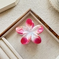 Floral claw clip with strawberry print on transparent five-petal flower hair accessory - 8cm / Strawberry (Strawberry Floral Print)