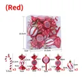 18-piece red and white Christmas tree ornament set including candy and cane shapes - Set of 18 / Red 18Pcs