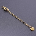 Golden 5cm extender chain with lobster clasp and round tag for jewelry making - S1659 Smooth Round Tag With Clasp / Gold