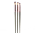 3-piece eyeshadow brush set with dark grey matte handles and rose gold metal tubes - Champagne Gold Gradient Style