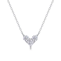 S925 sterling silver heart necklace with three white moissanite stones on white background - Three-Stone Heart Style (N13103) + GRA Certificate