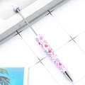 Penna a sfera fai-da-te con perline, motivi a cuore rosa e viola e scritta LOVE - Modello San Valentino A-Bianco