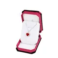 Elegant red heart gemstone necklace with white diamond halo in a luxury jewelry gift box - Small Pendant Box / Bordeaux With White Interior