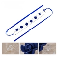 Dettaglio fascia da sposa con fiori blu in argilla e perle con dimensioni del prodotto - Blu (HS-J6991SBLUE)