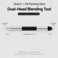 Double-ended blending sponge pen for sketching and oil pastels, 11.5cm length tool - L / Silver Black