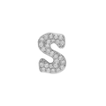 18k gold plated silver letter S pendant charm with micro-paved white cubic zirconia - Silver S-Shape