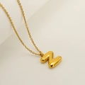 Gold stainless steel necklace featuring a 3D bubble style letter Z pendant - Letter Z / Gold