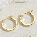 Polished 14K gold plated hoop earrings with micro-paved sparkling cubic zirconia - 15MM Zirconia Style / Gold
