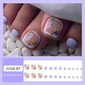 Lavender and floral press-on toenails kit with glossy finish 24 pieces set - JY168-B7 Colorful Floral