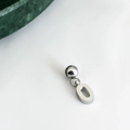 Adjustable silver pendant necklace with shiny numeric zero or letter O charm - Number Pendant (0) / Silver