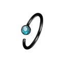 Schwarzer Nasenring aus Edelstahl in C-Form mit hellblauem Kristall-Piercing-Stecker - Schwarz Hellblau Strass Stil (04427951-3)